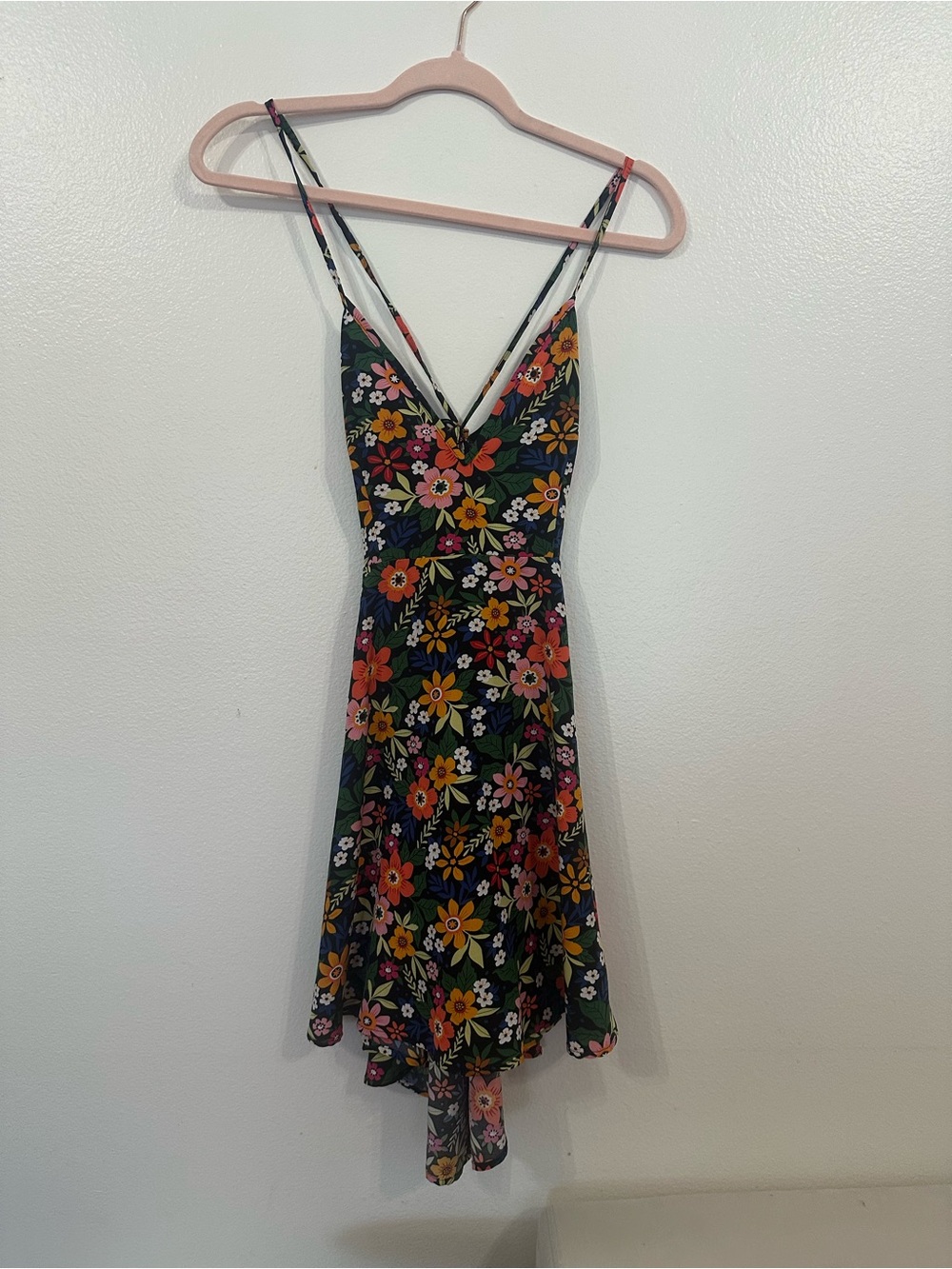 SHEIN Black Mini Dress with Multicolor Floral Print